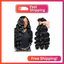 30 32 34 Inch Human Hair Bundles Loose Wave 1B Loose Body Wave 3 Bundles Unproce