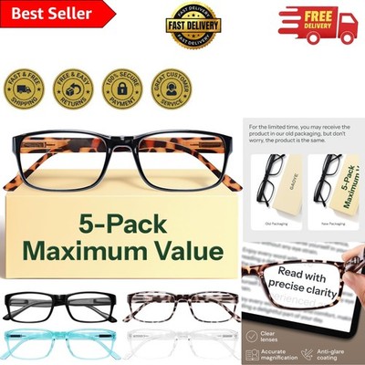 Elegant 2.5x Computer Readers - 5 Stylish Pairs with Blue Light Blocking Lenses