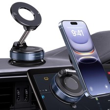 360 Rotatable Vacuum Magnetic Phone Holder, Foldable and Retractable Black
