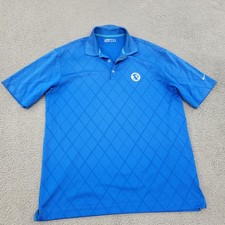 Nike Golf Fit Dry Polo Mens Large Argyle World Woods Golf Club Embroidery Shirt