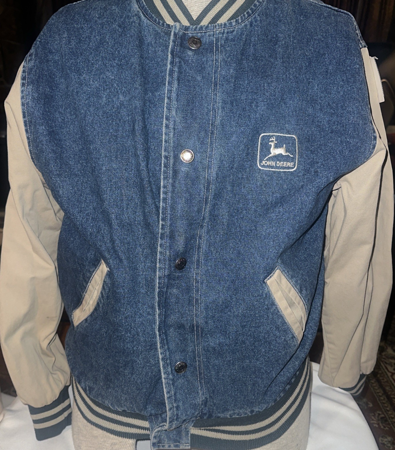 VINTAGE Swingster Jacket Mens Medium Varsity John Deere