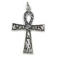 KettenanhäNger Symbol Ankh 925 Silber Antik Oxidiert 5,8Cm Amulett AnhäNger