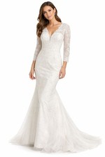 Size 2 Lace Long Sleeve Wedding Dress Mermaid Bridal Gown Train