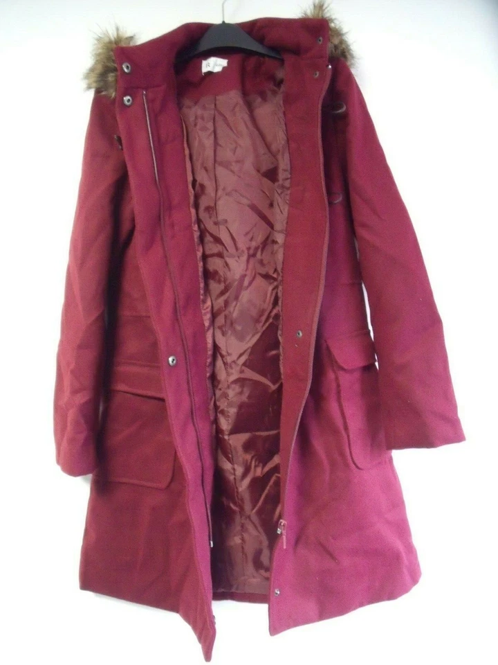 Abrigo de Lona con Capucha La Redoute Borgoña Talla UK 10 PVP £69 DH190 ii 05 Foto 2 de 3