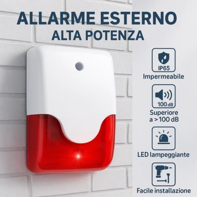Sirena da Esterno 220V per Antifurto Facile da Installare Resistente Pioggia