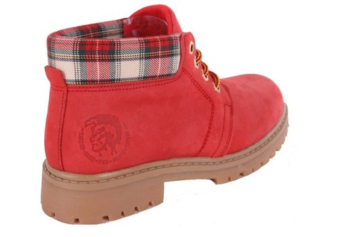 Diesel Mujer Botas de Cordón Botines Rojo - Imagen 4 de 5