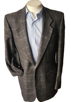 Lanvin Men's 40L Charcoal Plaid Two Button Center Vent Blazer Sport Jacket