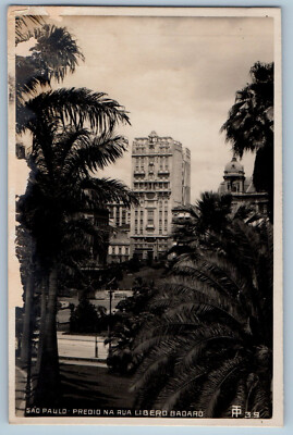Sao Paulo Brazil Postcard Building on Libero Badaro Street c1905 RPPC Photo