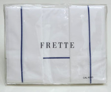 Frette One Bourdon Cal King Sheet Set White/Navy Percale