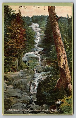 Green Border White Mountains, NH Crystal Cascade, Crawford Notch Postcard LC0137