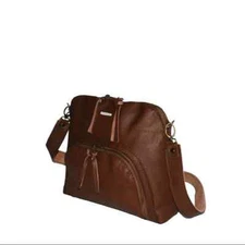 Women's Chocolate-Brown Textured Leather Shoulder Bag