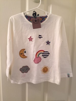 Lilly + Sid Applique Long Sleeve Shirt Rainbow Sun Moon Girls Size 4-5 Years TAG