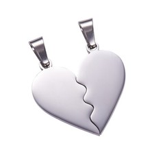 1Set Valentine's Day Style Double Heart Stainless Steel Split Pendants 26x25.5mm