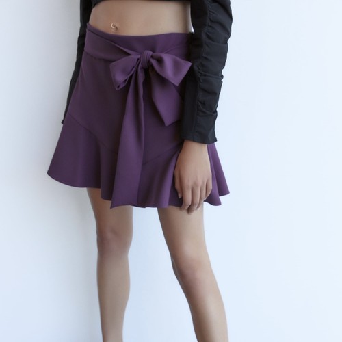 zara bow trim skort