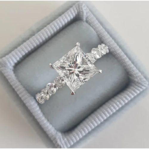 Platinum Wedding Ring PT950 2.80 Ct Princess Cut IGI Lab Created Diamond - Picture 2 of 12