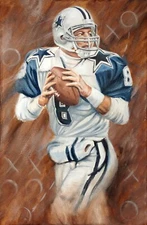 Football Painting, Dallas Cowboys, Troy Aikman, Sport Art, Personalized Print