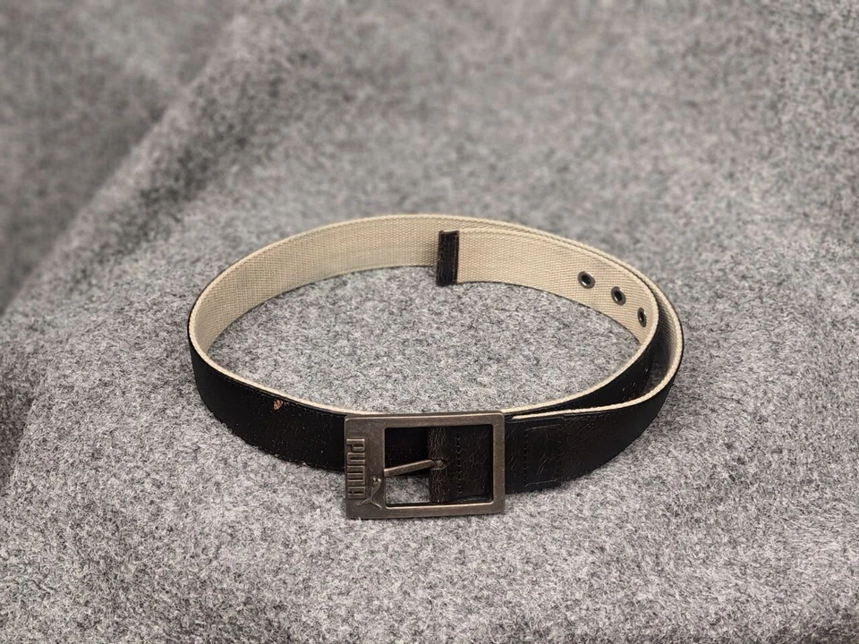 Cinturón de lona marrón oscuro vintage con logotipo de Puma estilo Y2K Foto 2 de 4