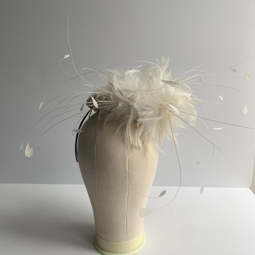 Emily London sequin Pillbox Hat Fascinator Royal Ascot Wedding races white cream - Picture 6 of 14
