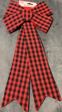 Christmas Red Black Plaid Decorative Bow Holiday Style 18" Wreath Bow