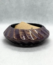 Round Flying Saucer Style Hinged Bangle Bracelet w/ Light Brushed Gold Paint