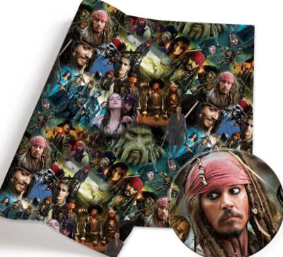 Disney Pirates of the Caribbean Jack Sparrow Cotton Fabric Half Yard (18  x 55 )