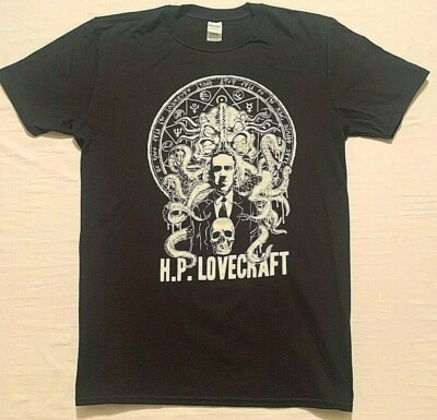 H. P. Lovecraft Black T-shirt NEW Horror Fiction Writer Gildan Soft Style