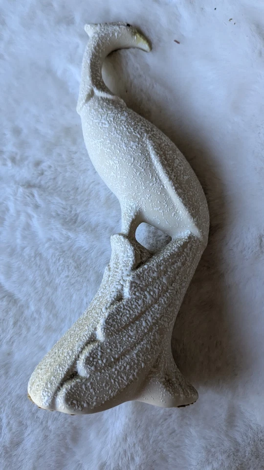 Estatueta de pavões vintage meados do século branca levantada respingo art déco retrô conjunto 2 - Imagem 3 de 4