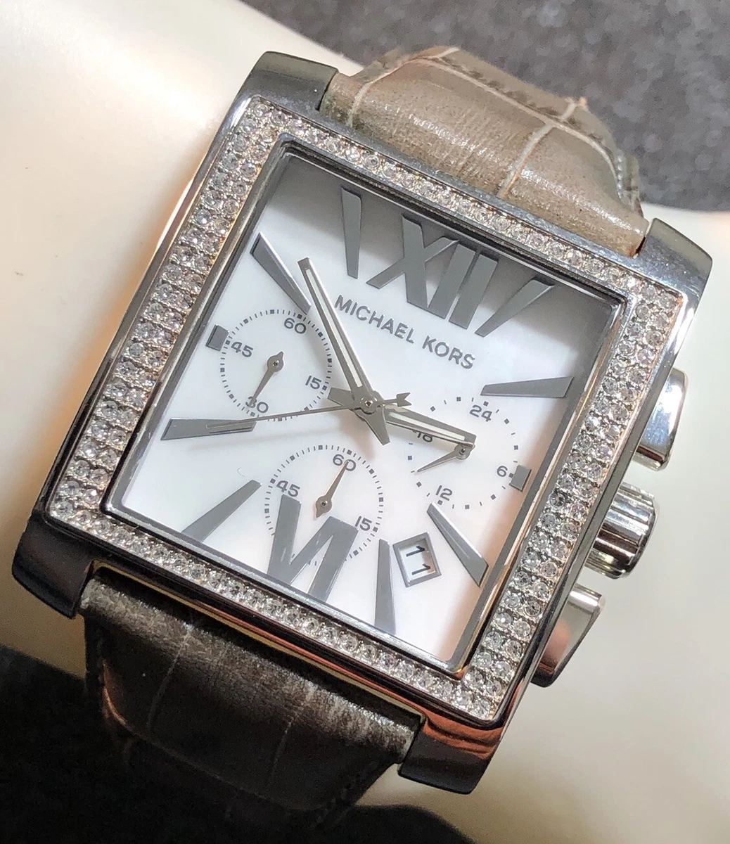 Michael Kors Silver and Brown Rectangular Watch s-l400.jpg main image 3