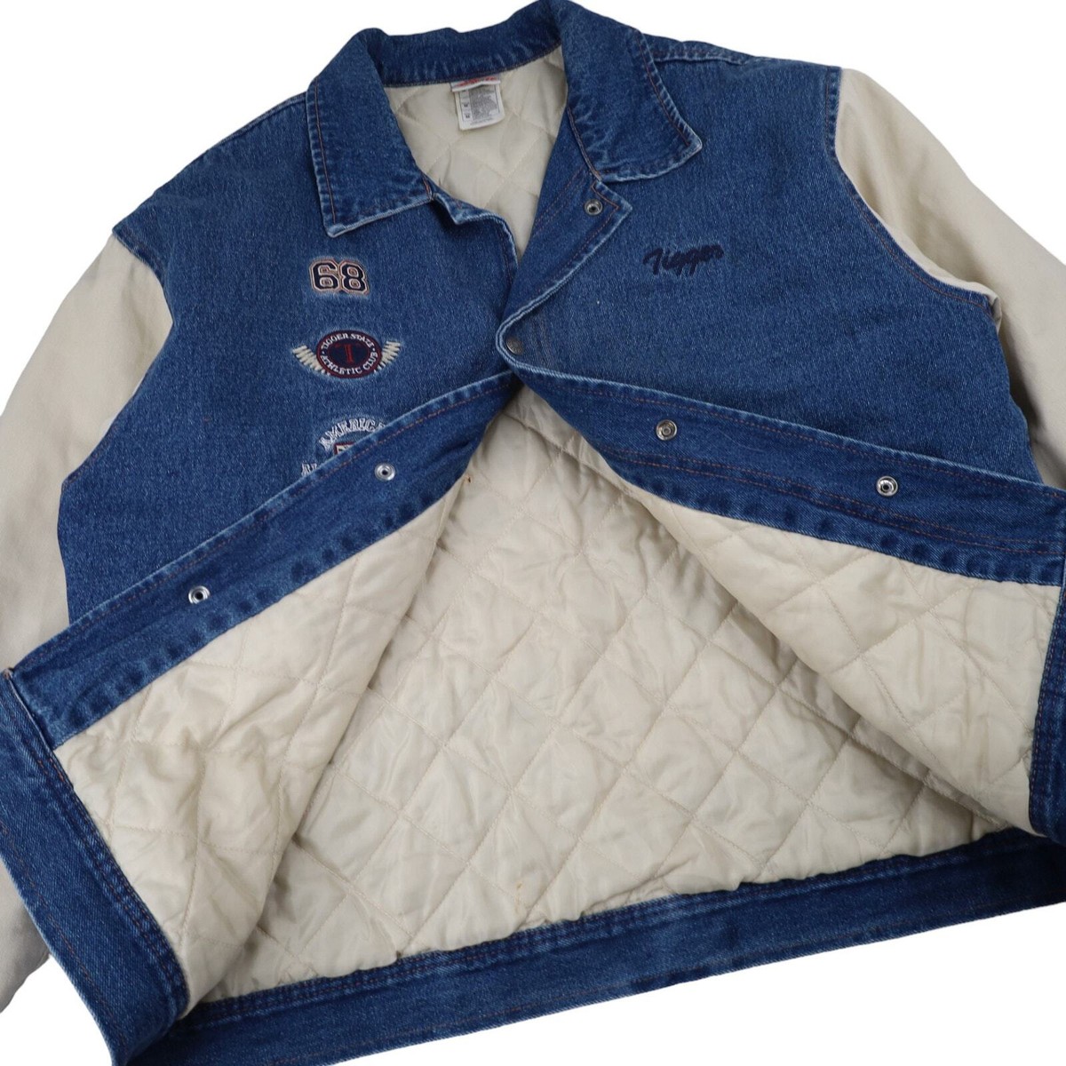 ディズニー　バーシティジャケット アメリカ Vintage Disney Tigger Mens Medium Denim Varsity Jacket Blue | eBay