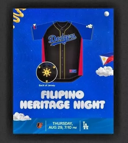 2024 LOS ANGELES LA DODGERS FILIPINO NIGHT JERSEY ADULT SIZE XL SGA SPECIAL TIX - Picture 2 of 2