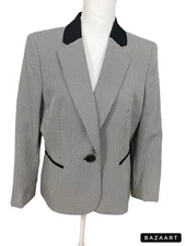 Kasper One Button Houndstooth Blazer Jacket in Size 12P