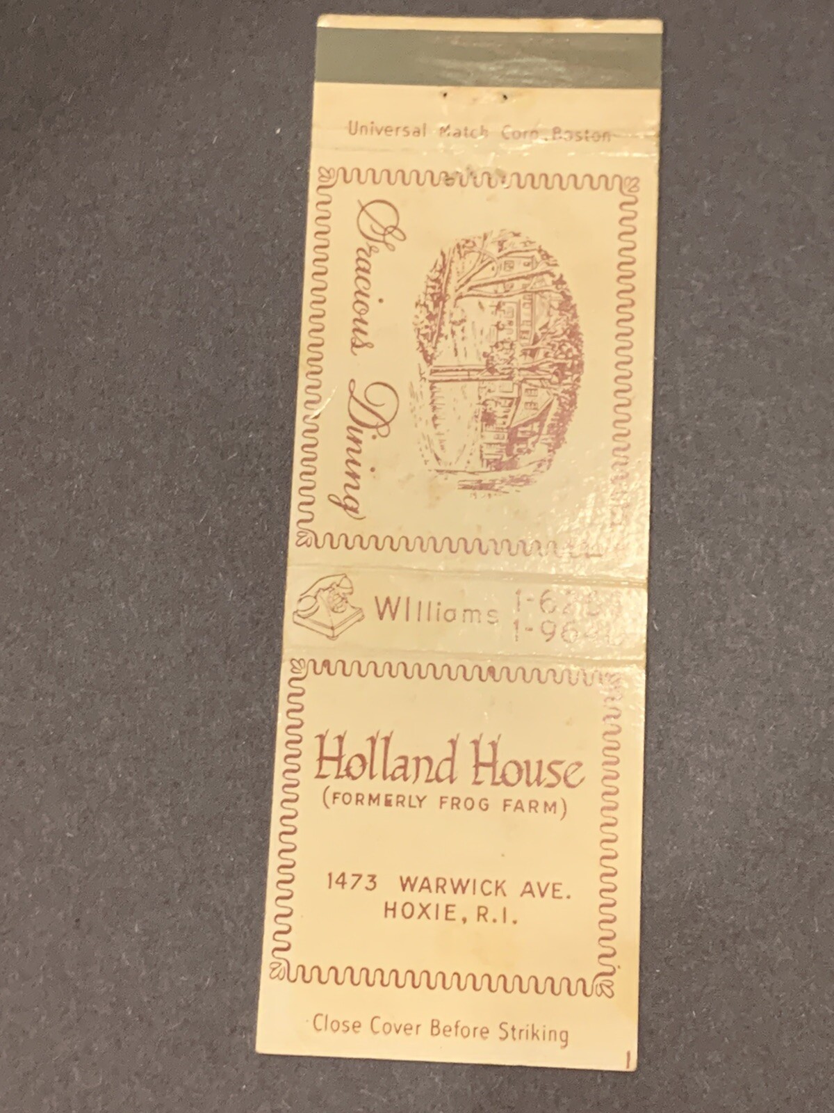 Vintage Rhode Island Matchbook “Holland House” Hoxie, RI eBay