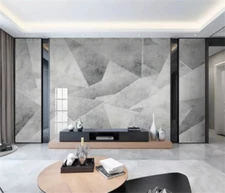 3D Geometry Art Pattern Grey Self-adhesive Removeable Wallpaper Wall Mural