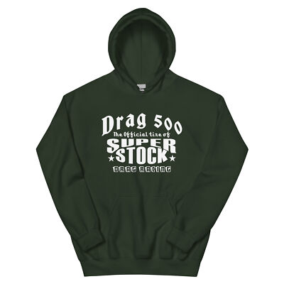 DRAG 500 SUPER STOCK TIRES HOODIE SWEATSHIRT S/S DRAG RACING MUSCLE CAR GASSER