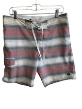 Ezekiel Men's Cargo Board Shorts Sunset Gray Orange Stripped Size 32 8 Inseam