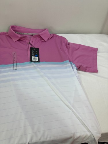 Walter Hagen Men’s Perfect 11 Ombre Pink/Cream Chest Stripe Polo Size Small - Picture 2 of 6