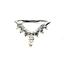 Chevron Band, Lab Grown Moissanite Ring Sterling Silver 925 , VVS D Color