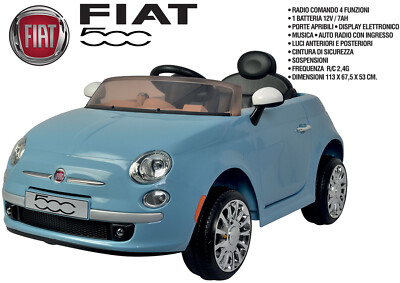 Auto macchina elettrica per bambini Fiat 500 12V telecomando retromarcia  bambino
