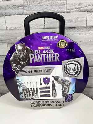 Black Panther 41 Piece Round Tool Box Cordless Power Screwdriver Set Kit Purple