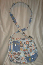 Handmade Dr. Who Fabric Purse, Satchel, Messenger Bag w/ Cartoon Doctors, Tardis