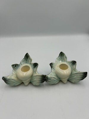 Hull Pottery Ebb Tide Blue Candle Holders  E-13