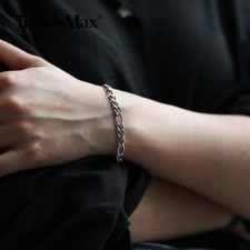 5mm 7"-10" Silver Stainless Steel Figaro Link Chain Bracelet Men Women Jewelry