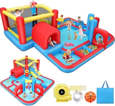  Kids Party House Waterslide Park House Inflatable Bouce Park for Wet&Dry Use 