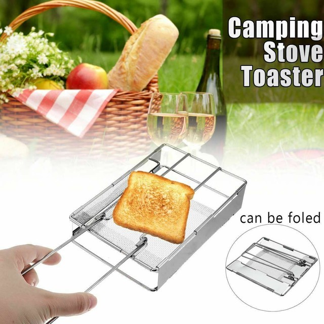 Handheld Steel Foldable Rectangular Stove Toaster Bread Toast Tray Rack