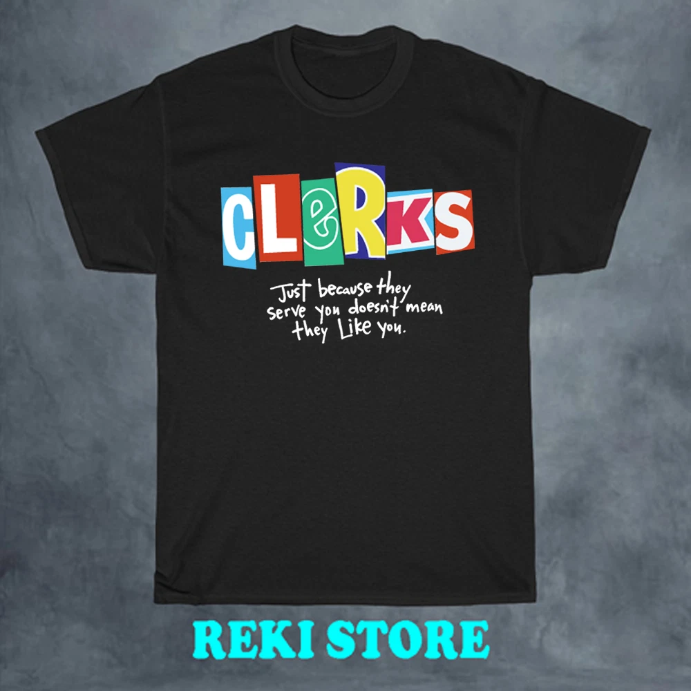 Clerks 90s Comedy Film Logo Men's Black T-shirt Size S-5XL