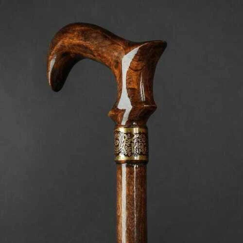 Bastón de madera tallado Derby de lujo bastón hecho a mano diseñador de regalo Foto 2 de 4