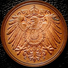 Germany 1908 D - 1 Pfennig Uncirculated - KM#10