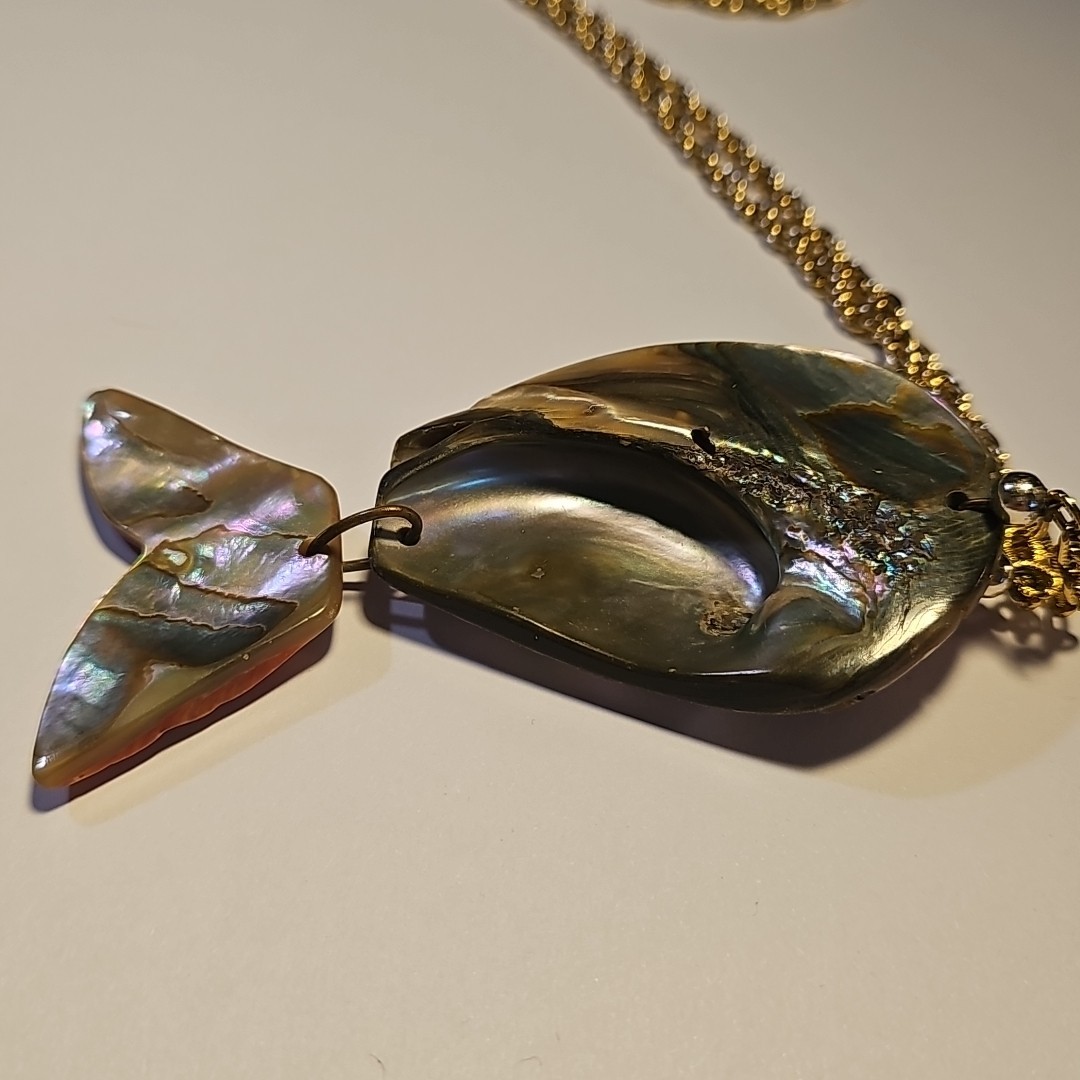 Vintage Abalone Shell Fish Shaped Statement Neckl… - image 13