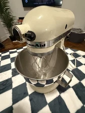 VINTAGE KitchenAid Hobart Model K45SS Stand Mixer Cream + Attachments TESTED