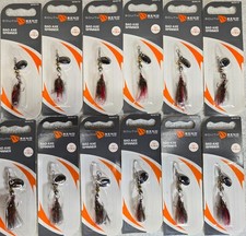 12 Packs, South Bend Bad Axe Spinner 1/18oz #00 Silver Dressed SB-BA118-SD, NEW